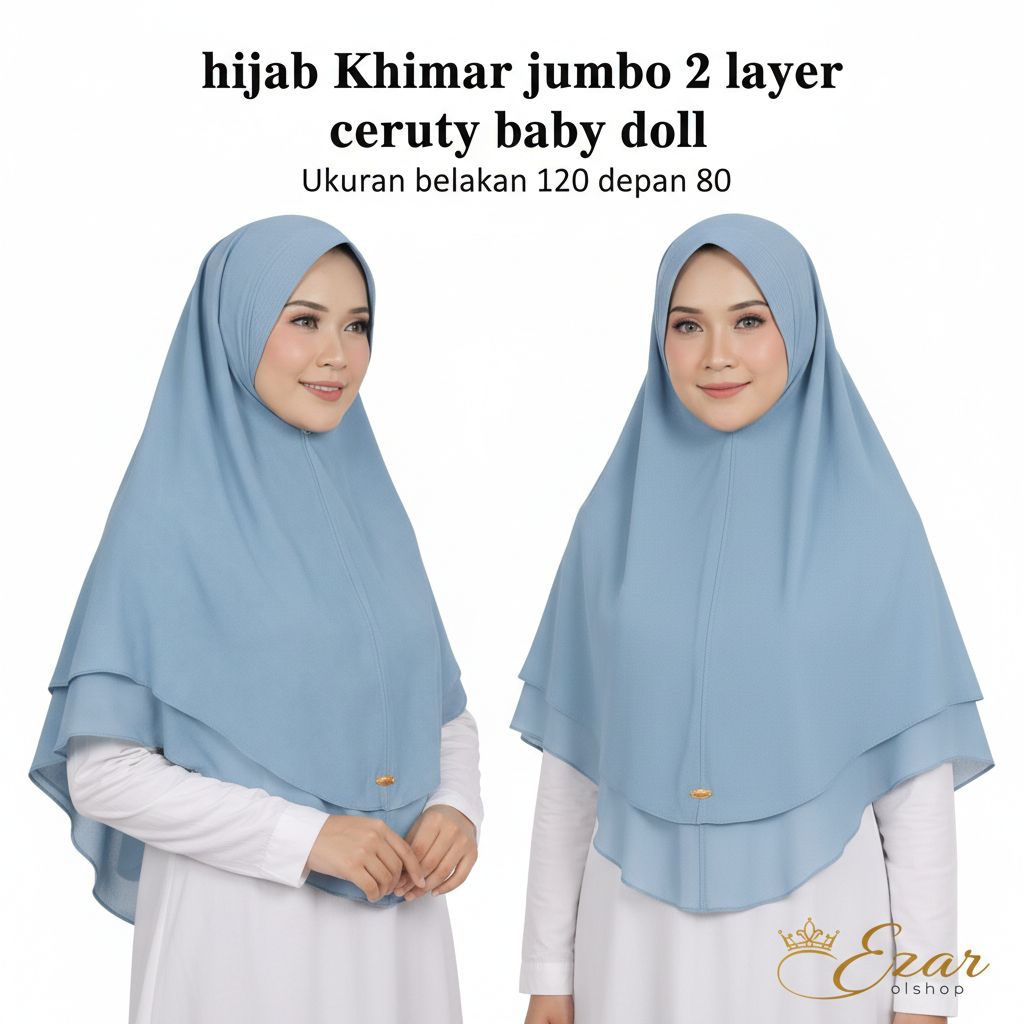 Hijab syar'i premium 2layer/Khimar syar'i jumbo premium/Khimar syar'i 2 Layer/Jilbab Kerudung Khimar