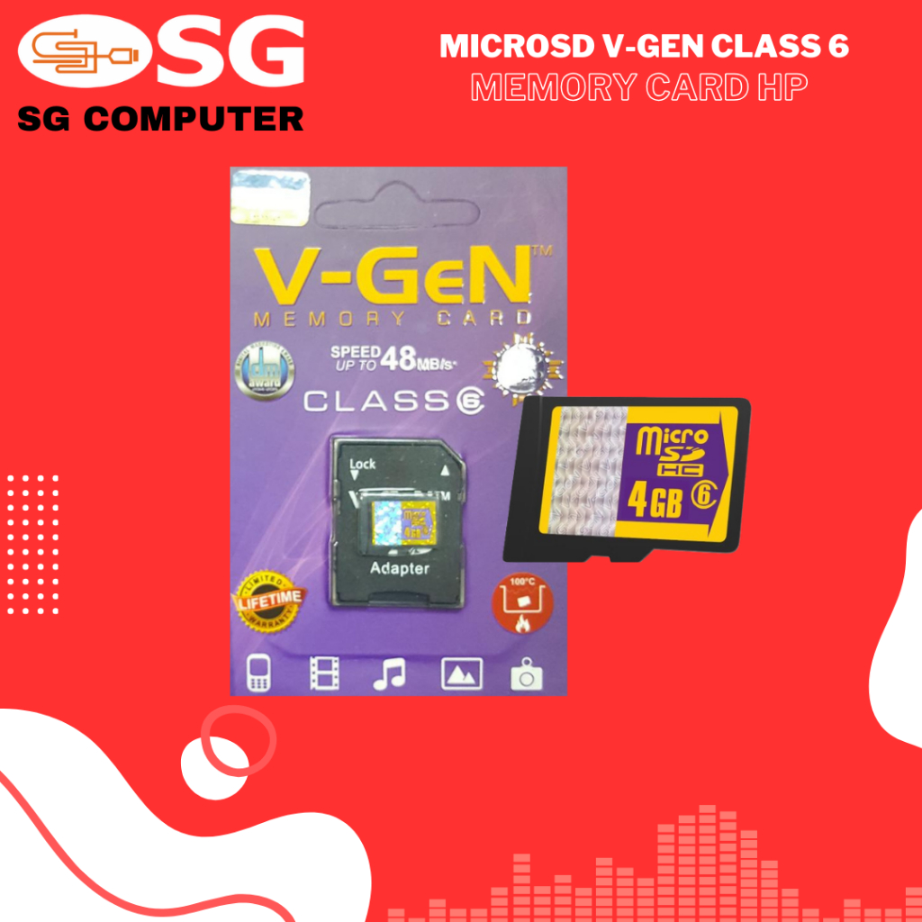 MicroSD V-GeN Class 6 4GB 8GB 16GB 32GB Memory Card HP