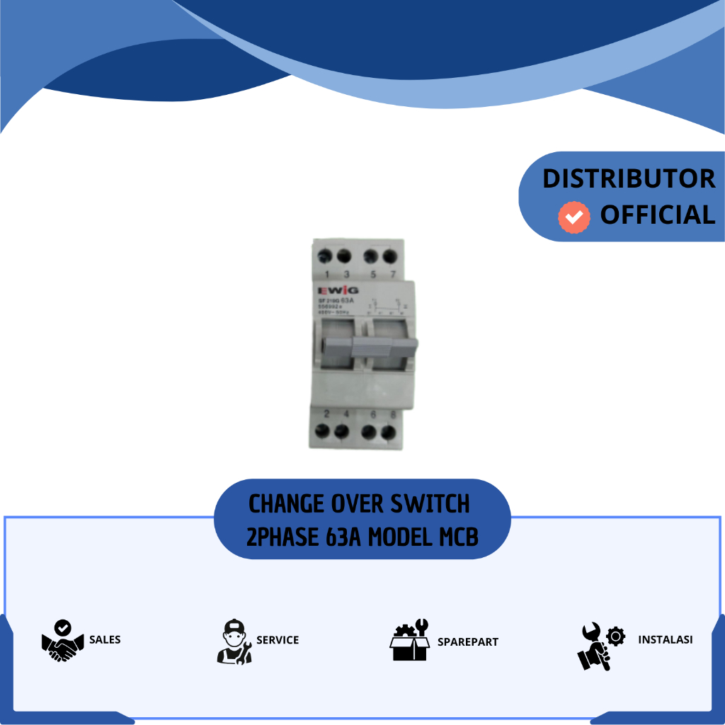 CHANGE OVER SWITCH OHM SAKLAR EWIG DIN RAIL 2PHASE 63A MODEL MCB