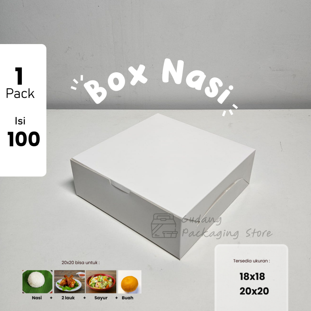 100 pcs/ Box Snack Polos / Dus Kue Polos / Box Nasi Polos / Dus Nasi Polos / Ivory
