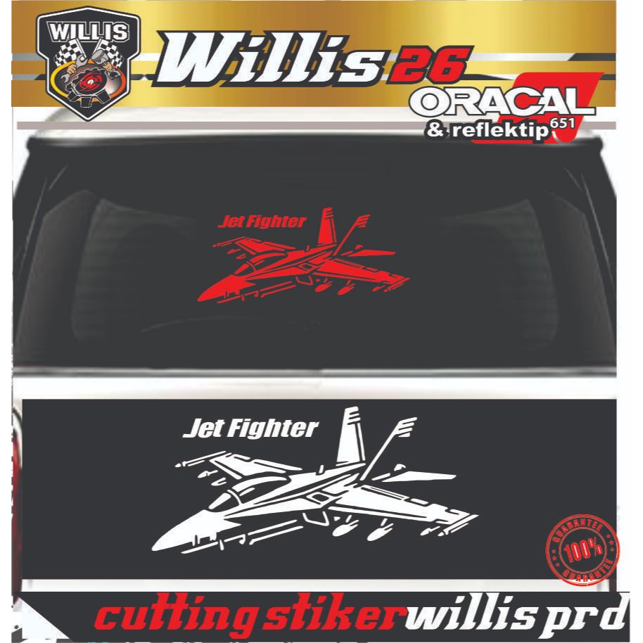 cutting sticker pesawat Jet Fighter stiker kaca belakang mobil