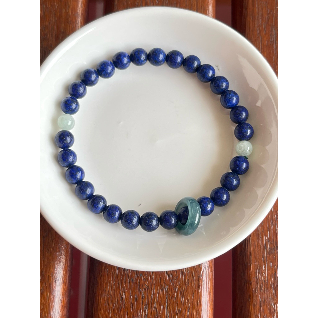 Gelang Lapis Lazuli dan Jade Burma ring