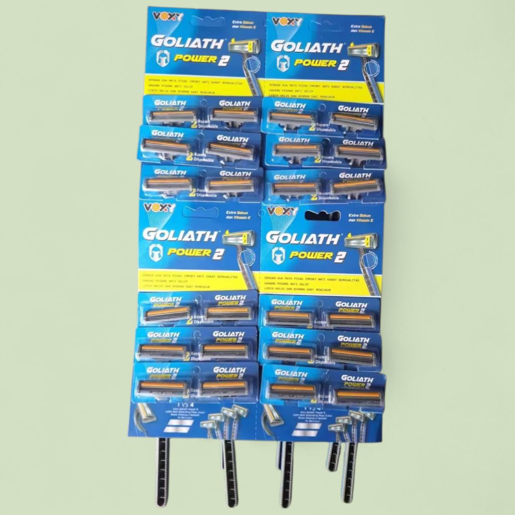 Pisau cukur.alat cukur.kerokan jenggot kumis.Goliath.biru power,2.mata,2.pisau.2