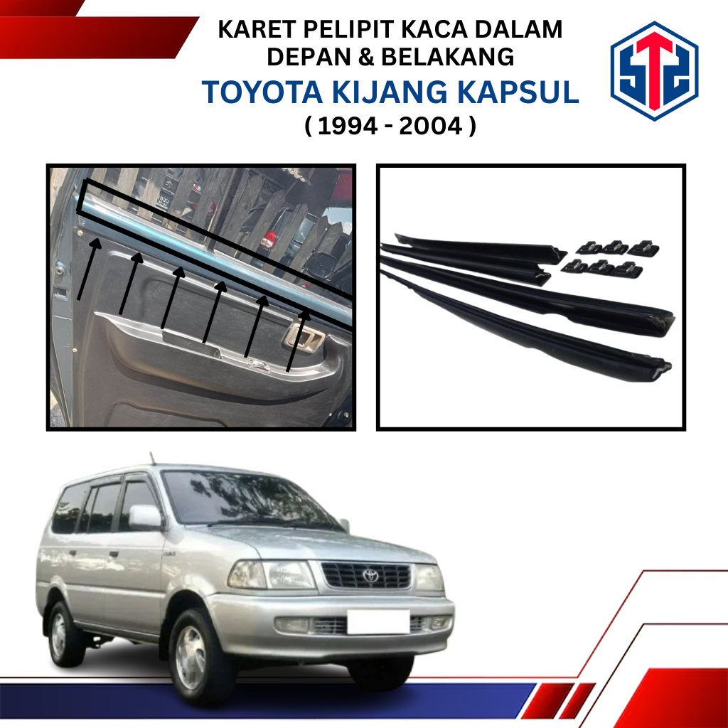 Karet Pelipit Kaca Dalam Toyota Kijang Kapsul 97-04 LGX LSX Super OEM