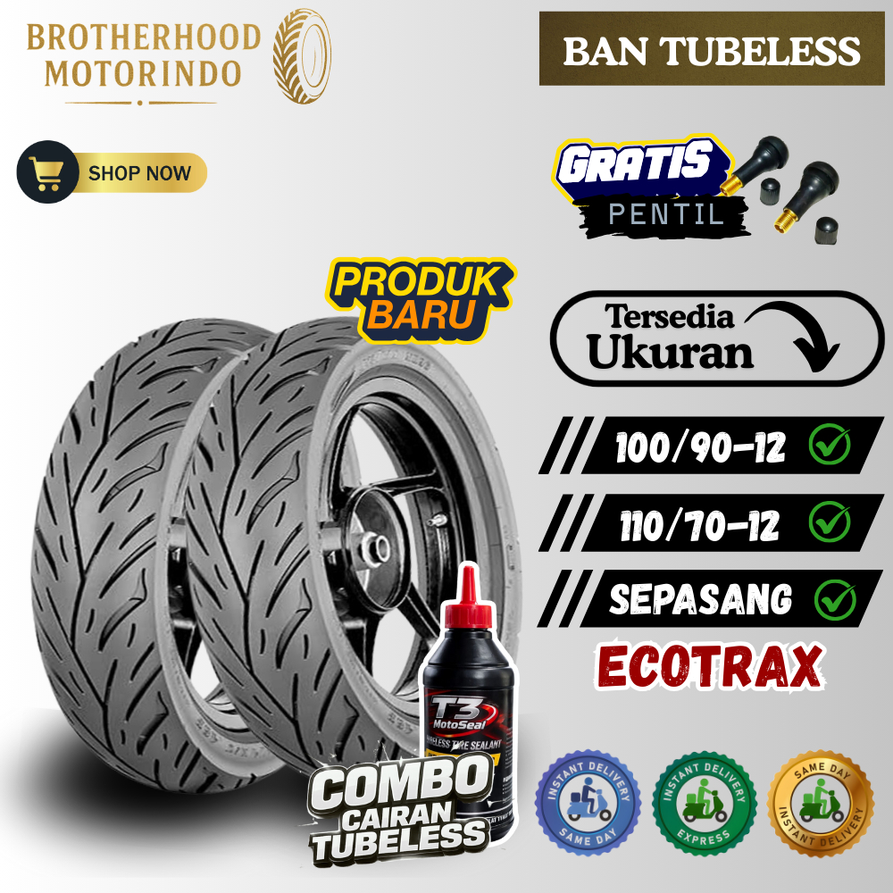(PAKET SEPASANG) BAN IRC ECOTRAX TUBELESS (100/90-12 / 110/70-12) BAN IRC / BAN RING 12 / BAN TUBLES
