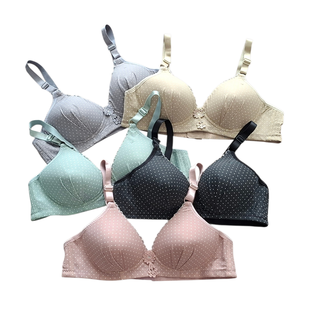 BRA WANITA BH BUSA TANPA KAWAT MOTIF BINTIK UKURAN 38-44 KAIT 3