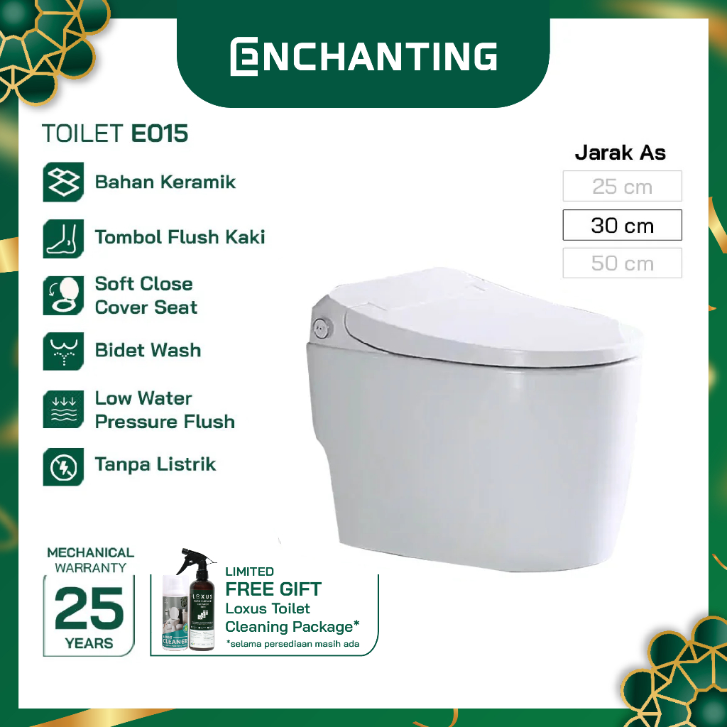Kloset Duduk Otomatis Europe Enchanting E015 - Smart Toilet