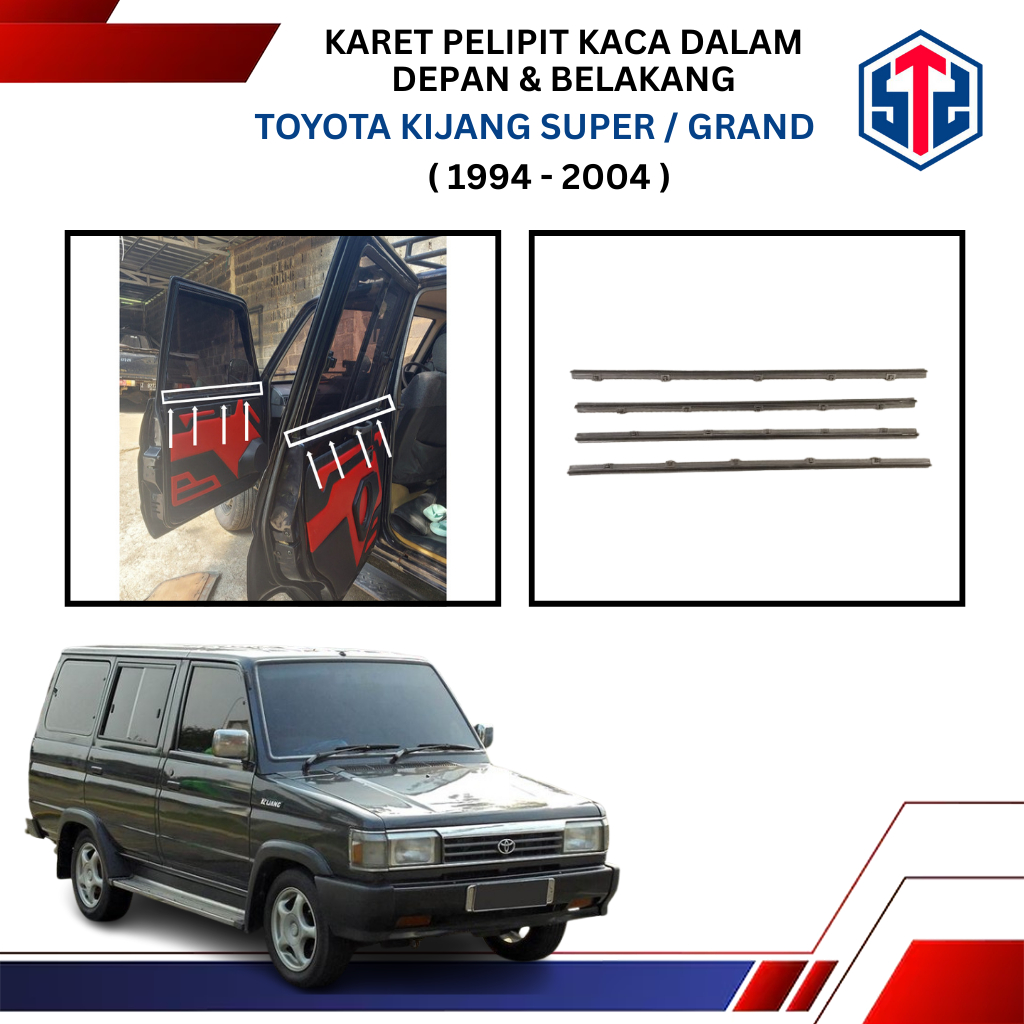 Karet Pelipit Kaca Dalam Toyota Kijang Super / Grand 97-04 LGX LSX OEM