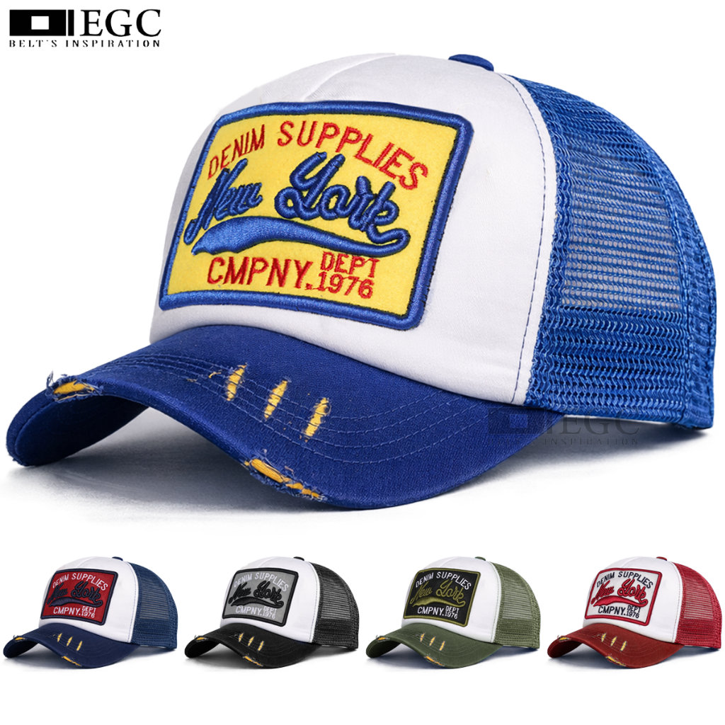 Topi Baseball DENIM SUPPLIES NEW YORK / Topi Denim Jaring / Topi Snapback Robek- TPI-134
