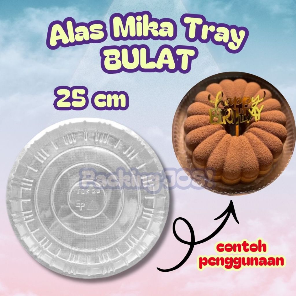 Tray Mika Bulat 25cm Alas Puding Pudding Bolu Kue Mika Plastik Tebal