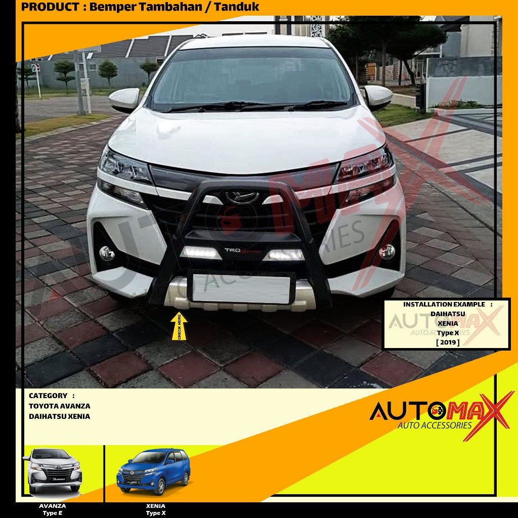 BEMPER DEPAN TAMBAHAN / TANDUK TRD SPORTIVO (MODEL A) GRAND NEW XENIA / NEW AVANZA 2019 UP