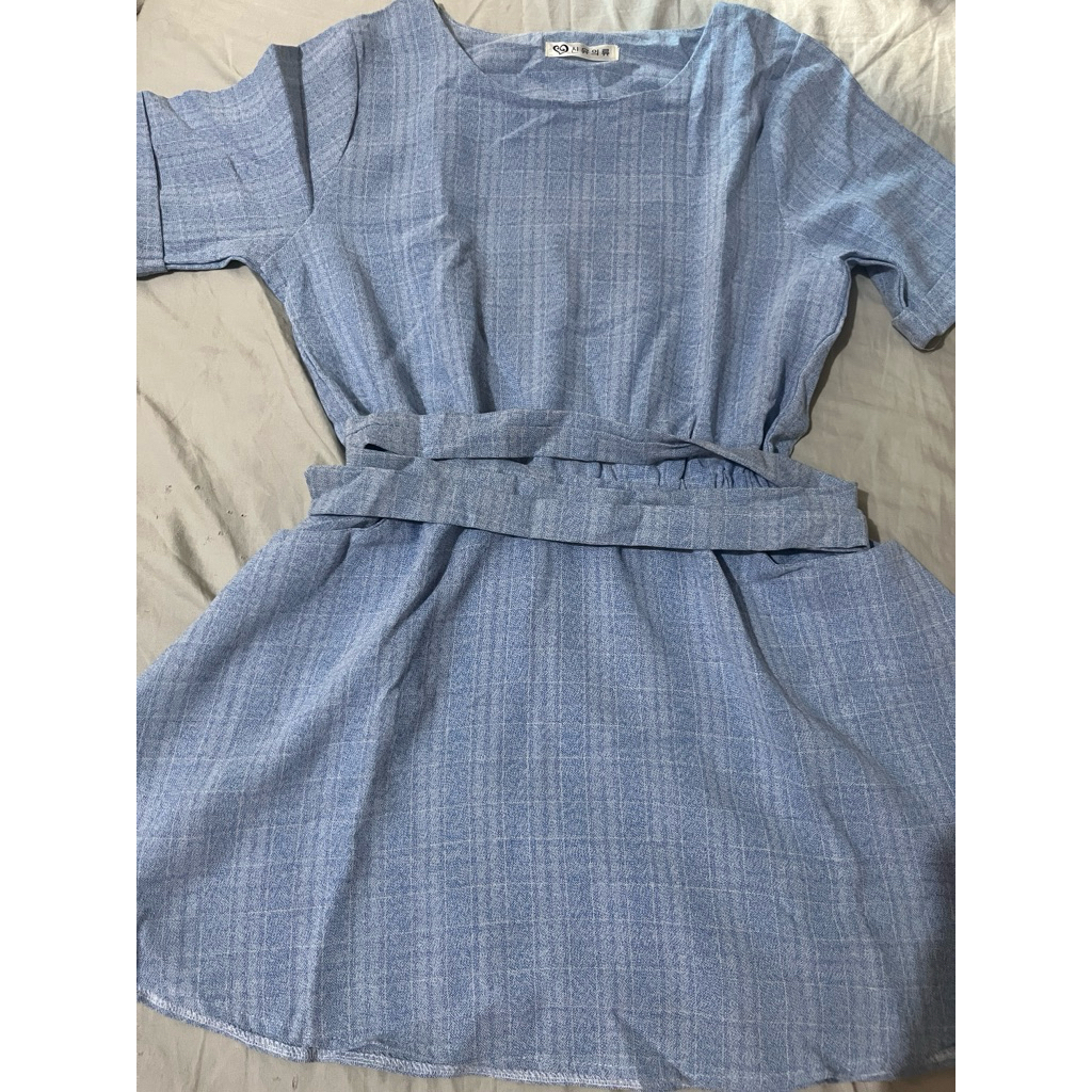 Setelan Korea Biru Langit Dress Mini