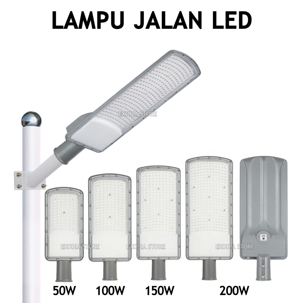 Emico Lampu Jalan LED Aluminium 50W 100W 150W Cahaya Putih White / Kuning Warm White Waterproof IP65