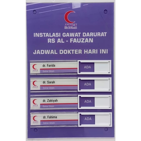 Akrilik Informasi Dokter, papan Akrilik praktek dokter, daftar hadir