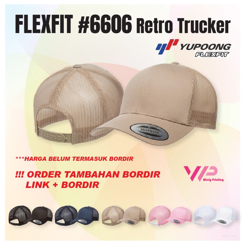 TOPI FLEXFIT YUPOONG 6606 RETRO TRUCKER HAT ORIGINAL 100% NEW