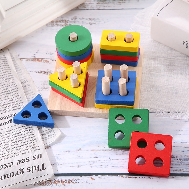 Mainan Kayu Balok Bentuk Geometri - Mainan Anak Edukatif