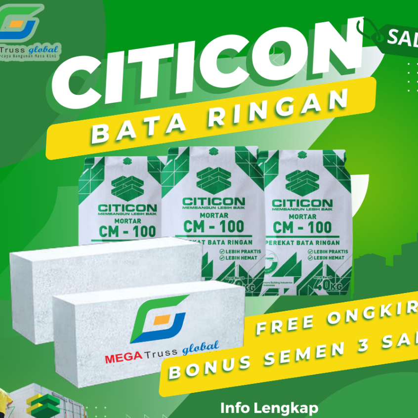 Bata Ringan Citicon di Kediri, Nganjuk, Blitar, Tulungagung, Trenggalek-Bata Hebel