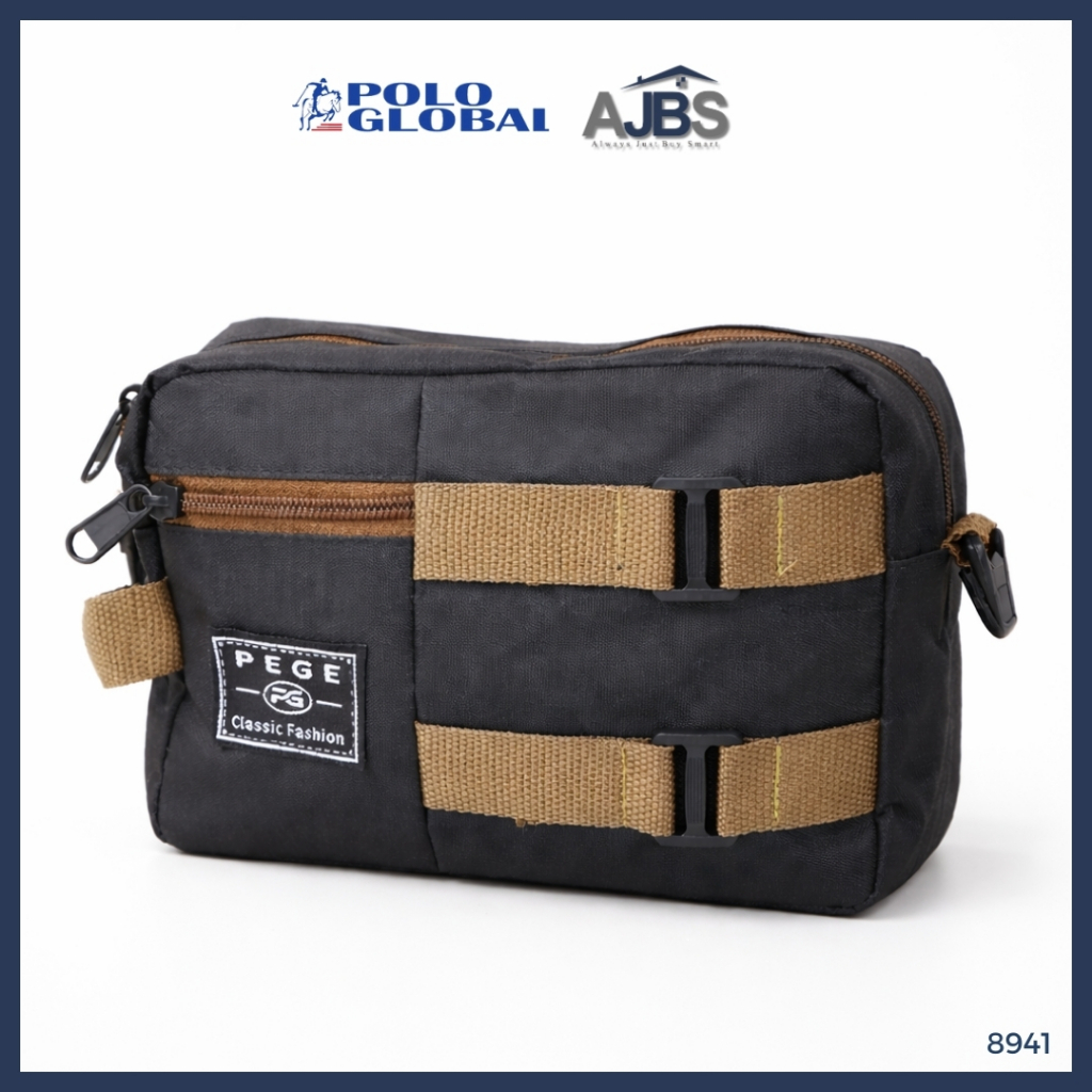 Tas Polo 8941 Mini Sling Bag Pria Simpel - Tas Selempang Pria Waist Bag Pounch Pria Unisex Tas PEGE