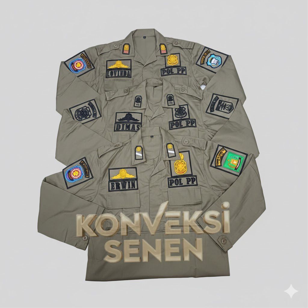 Seragam Pol PP PDL Terbaru Bahan Drill Nyaman full bordir timbul 3d bisa custom logo daerah