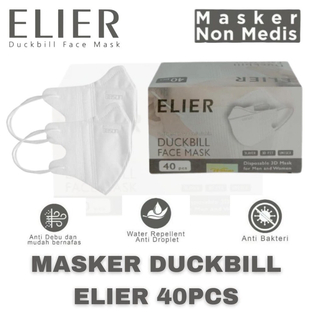 Masker Duckbill Boson Elier Putih Embos Kemenkes Per Karton 40 Box