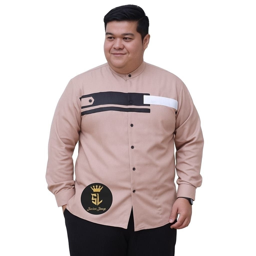 MAHES 3 - (TERBARU 2026) BAJU KOKO JUMBO BORDIR AYAH LENGAN TANGAN PANJANG AYAH 2 XL 3XL 4 XL LEBARA