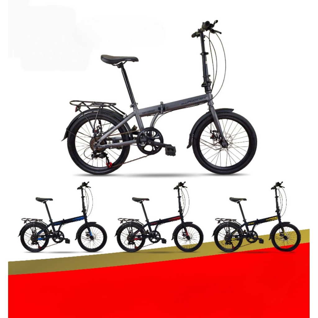 Sepeda Lipat Phoenix 16 inch NP 6652 Rem DiscBrake 7 Speed