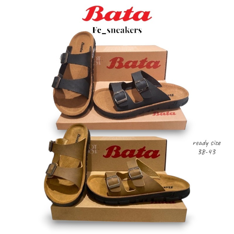 SANDAL BATA ENERGYSER Sandal Pria PU Leather Suede Sol Karet Model Terbaru Coklat Hitam Size 38-44