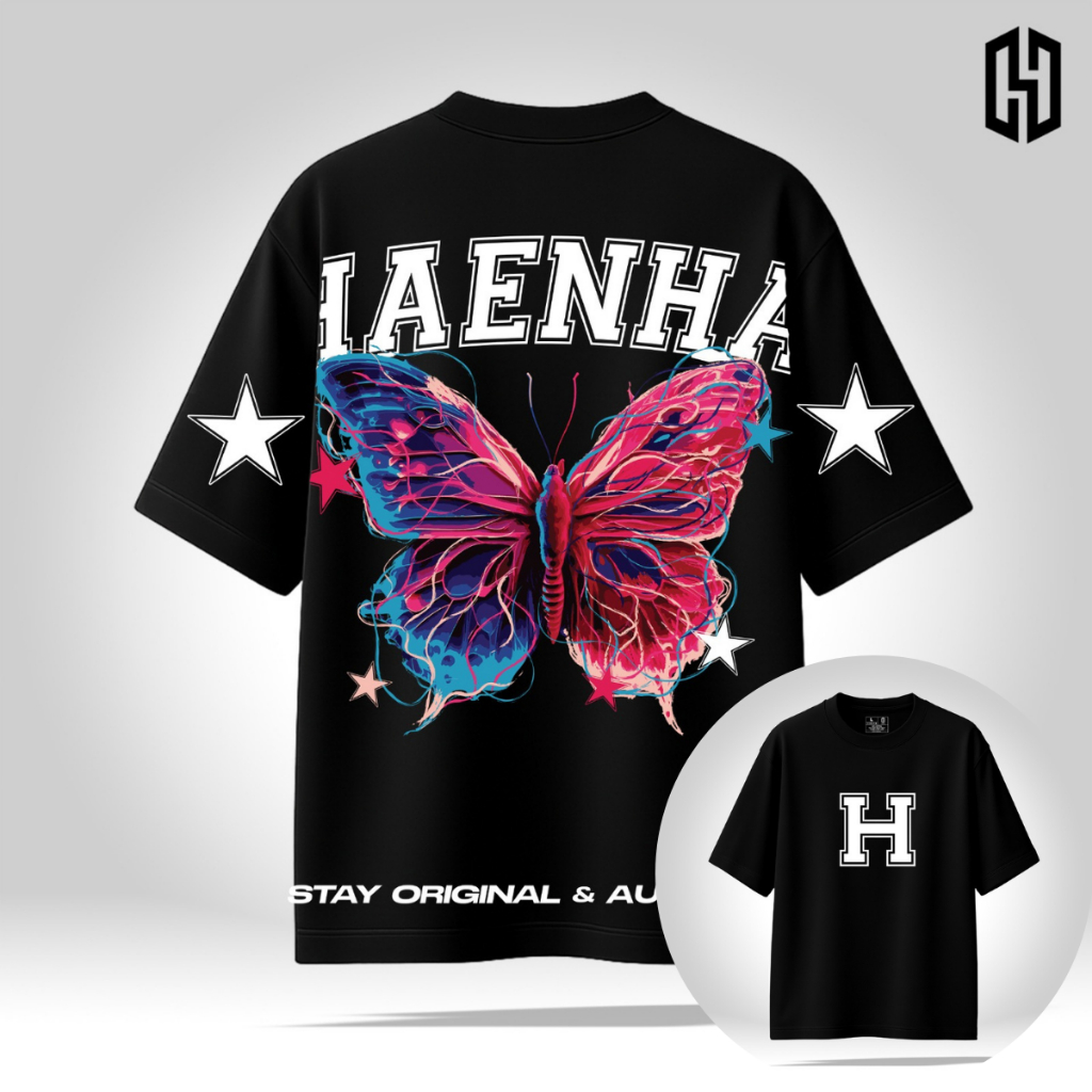 HAENHA Kaos Oversize Heavyweight Butterfly Cotton Combed 16S