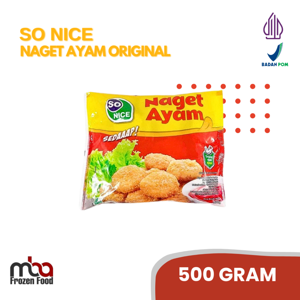 SO NICE Chicken Nugget 500 gram  /Nugget /AyamTepung /Frozenfood /Nugget Ayam /Makanan Siap Saji /Ma