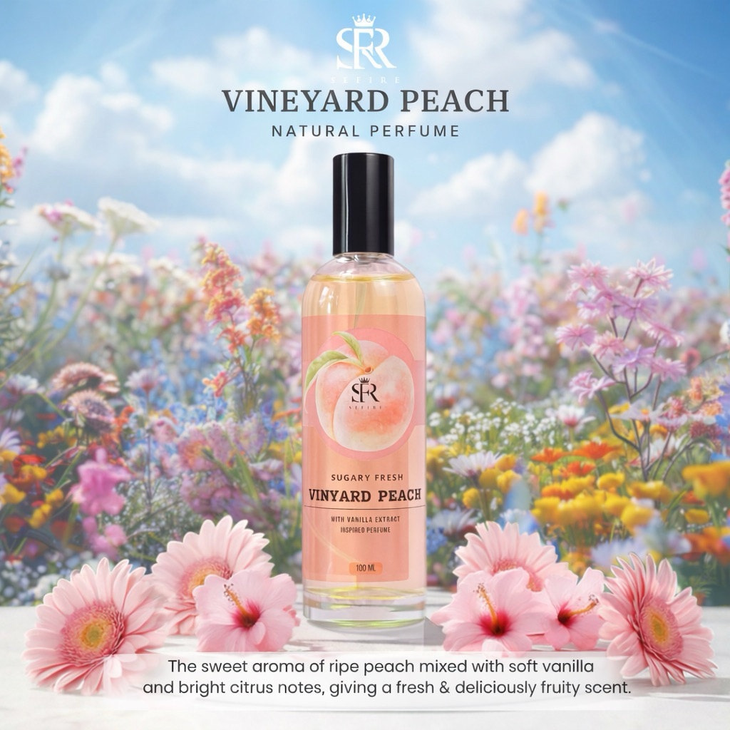 Body Mist Parfum 100ml – Vinyard Peach  | Wangi Manis & Lembut | Tahan Lama | BPOM & HALAL