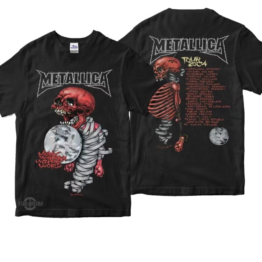 Kaos METALLICA - Madly in anger TOUR 2004 kaos band Metalica built up sablon plastisol rock metal xt