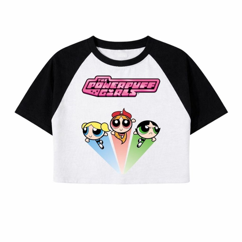 Psycho Crucify "The Powerpuff Girls" Crop Top Raglan | Crop Tee | Kaos Wanita | Vintage | Atasan