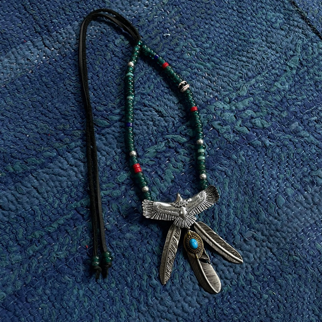 Eagle 3 pendant set/ Beads glass/ Not Goros/ Not First Arrows/ Not silver 925 /feather pendant/ Feat