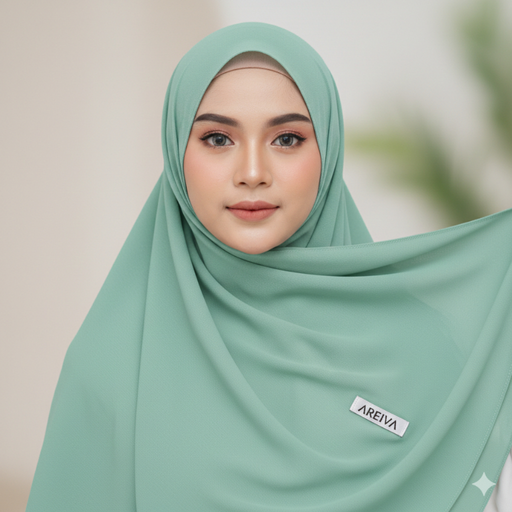 Areiva - Hijab Segiempat Premium Arabian - Warna Hijau Sage