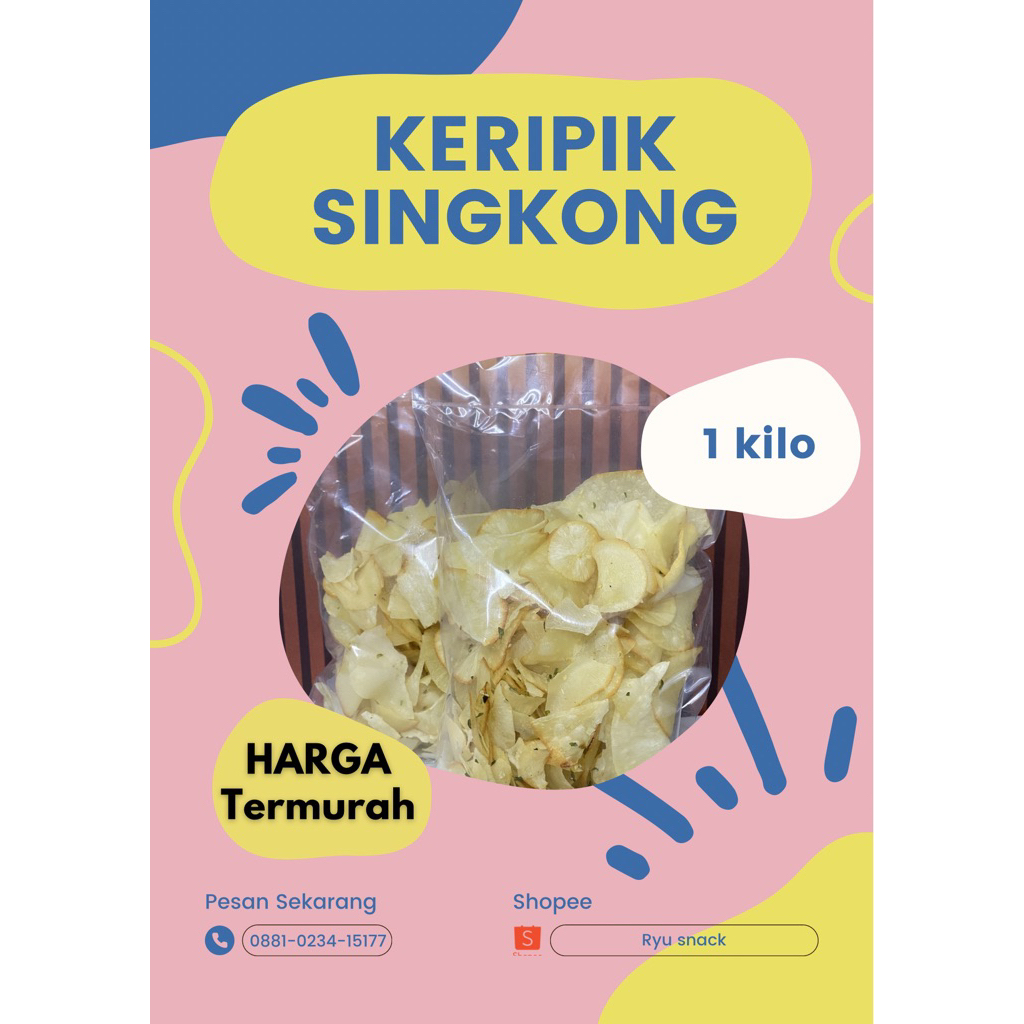 1kg keripik singkong asin gurih / keripik singkong tipis / keripik singkong original