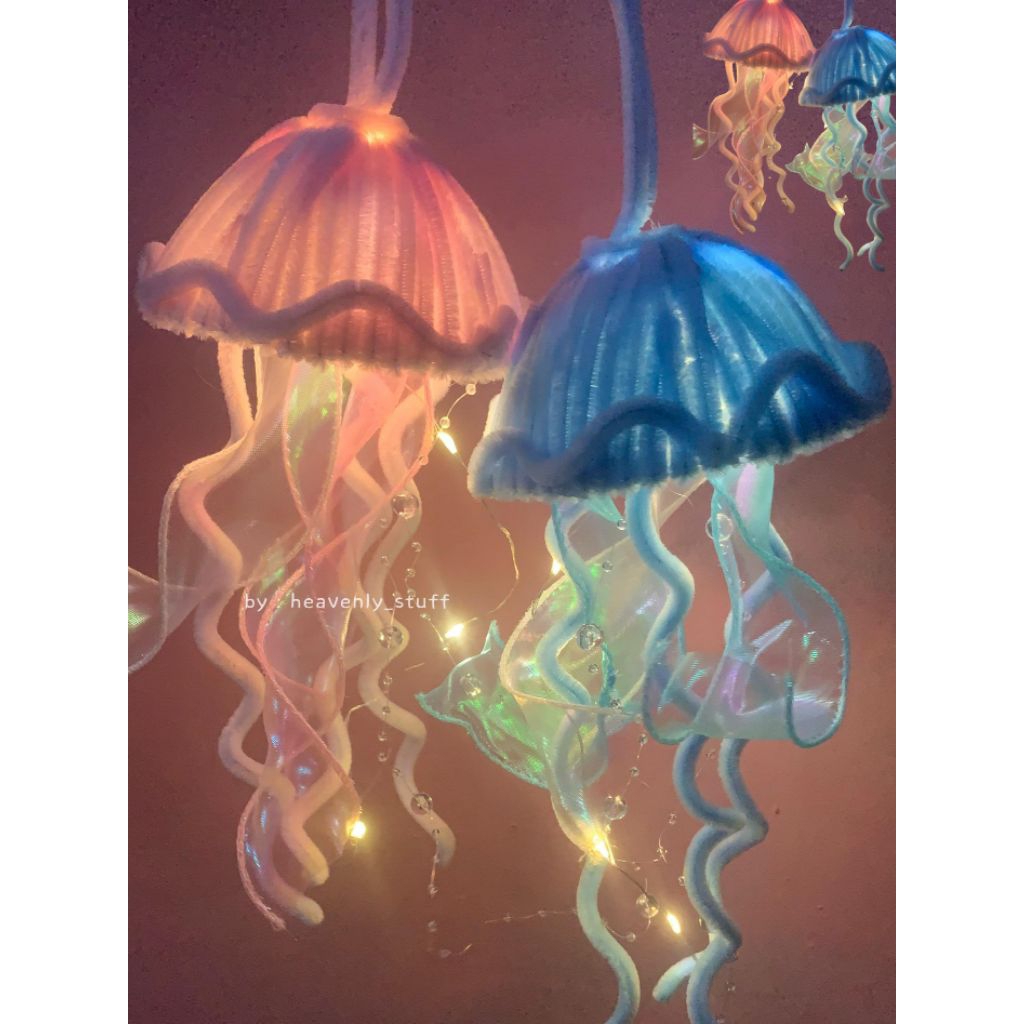 Jellyfish Lamp || Hiasan Kamar Aesthetic, Lampu Tidur Gantung, Dekorasi Kamar Unik Handmade