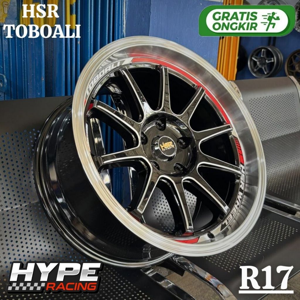 HSR WHEEL Pelek Mobil R17 Innova Rush Terios Alloy 5x114,3 Hitam 8.5 22 ET TOBOALI HSR R17