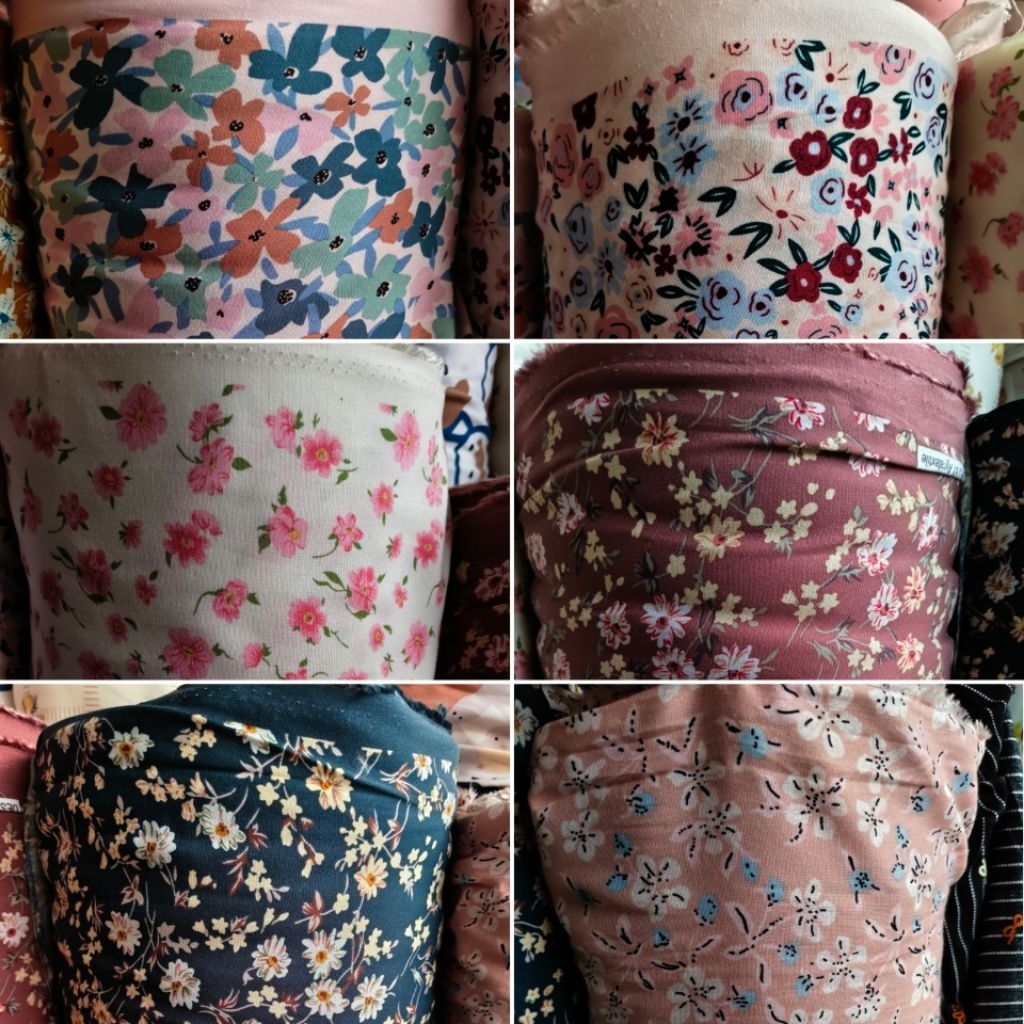 kain katun rayon premium - kain katun rayon viscose - kain rayon motif bunga - kain rayon motif best