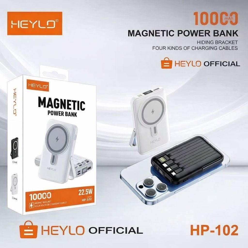 HEYLO Power Bank 10.000mAh 30W Max Fast Portable Charger with Built-in USB-C and MFi Certified Light