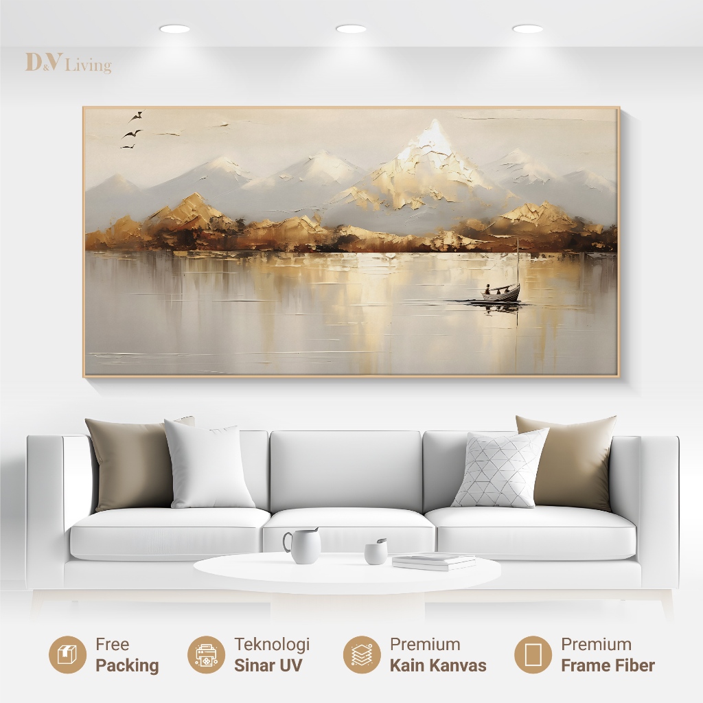 DVliving Hiasan Dinding Ruang Tamu Minimalis 120x60cm 80x40cm 60x30cm Kanvas + Bingkai - Lukisan Pem