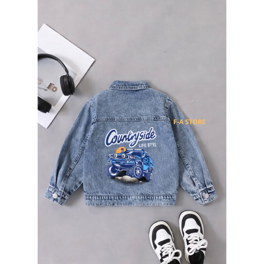 Jaket Anak Laki-laki Perempuan Unisex Mobil Karakter | Jaket Jeans Karakter Jaket Jeans Anak Perempu