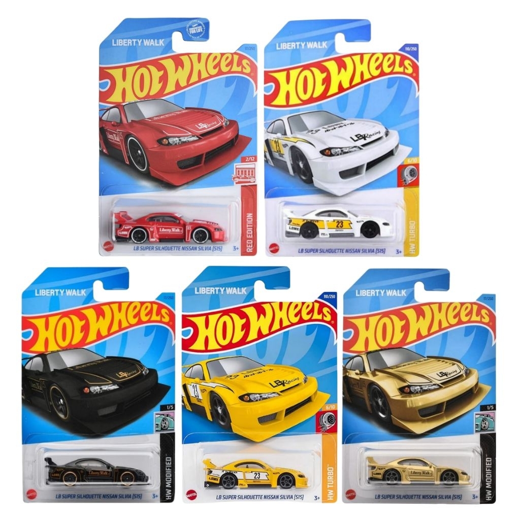 Hot Wheels Liverty Walk Nissan Silvia S15 | LB Super Silhouette Nissan Silvia S15 (White, Yellow, Bl