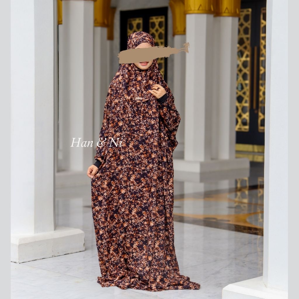 Mukena Terusan Dewasa Super Adem Rayon Premium Jumbo Motif Hadramaut Nyaman Lengan Kaos Tas Serut