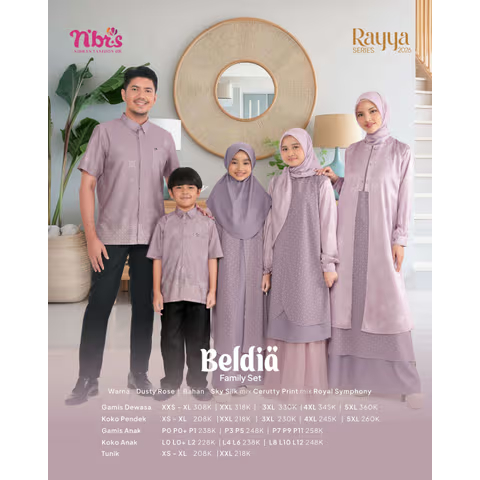 READY STOCK SARIMBIT NIBRAS 2026 BELDIA FAMILY SET RAYYA 2026 GAMIS SET KELUARGA NIBRAS GAMIS COUPLE