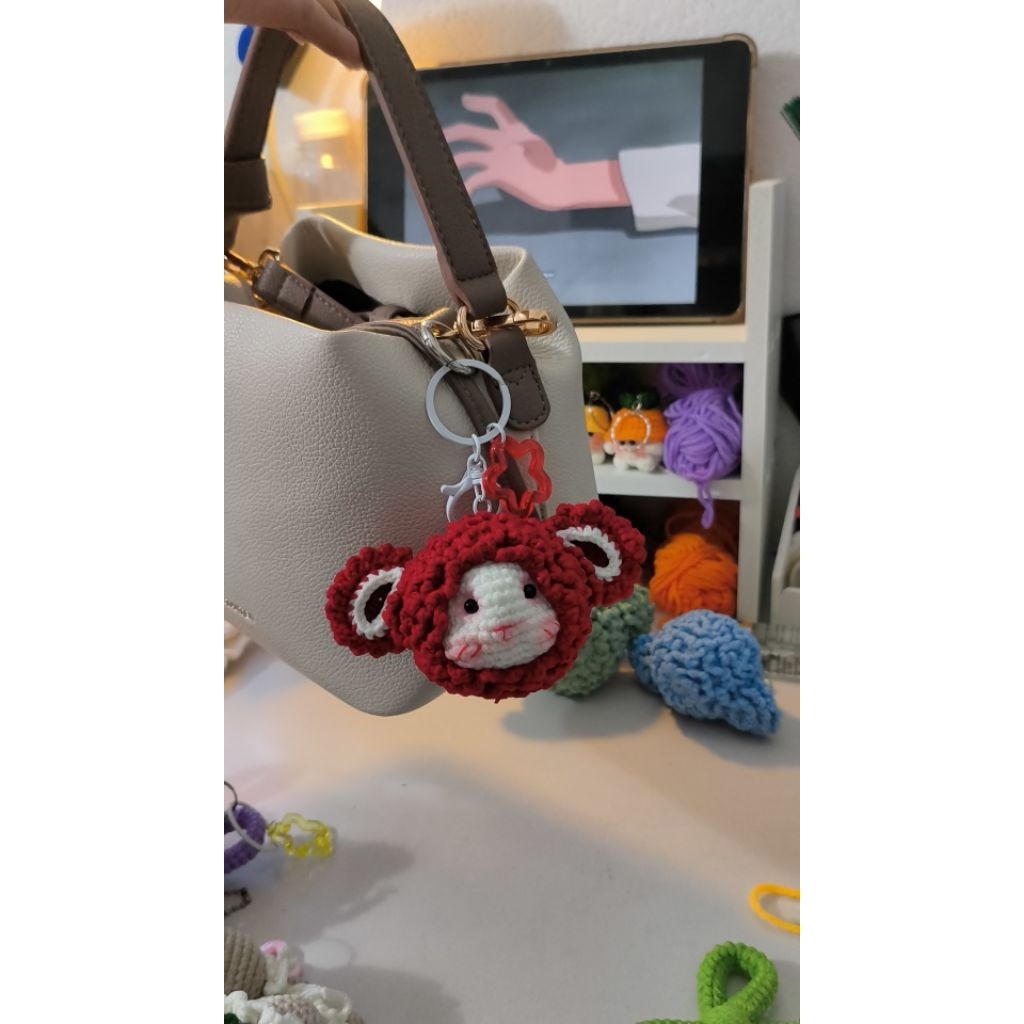Keychain, Bagcharm, Gantungan kunci rajut domba lucu, domba bulu