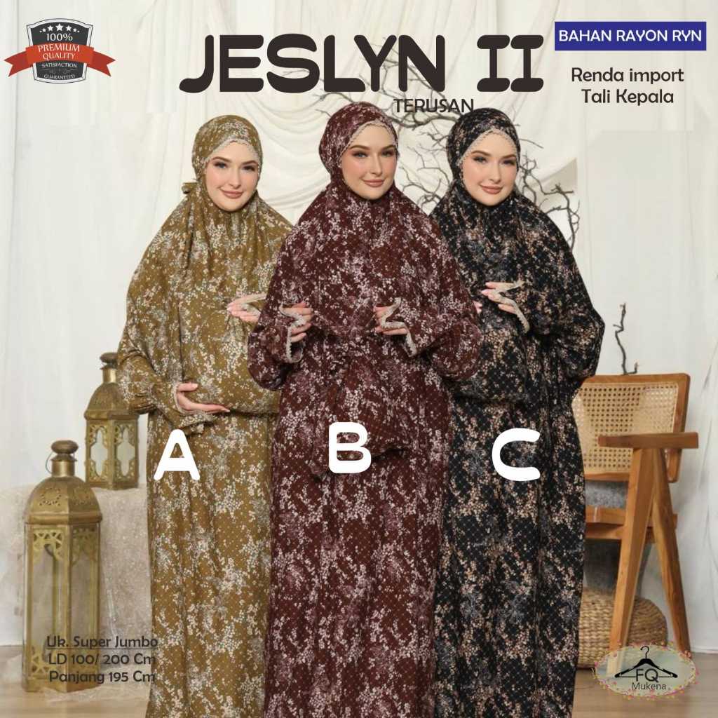 Mukena Terusan JESLYN II Original FQ Mukena Super Jumbo LD 200 CM Bahan Rayon RYN Adem Dingin Motif 
