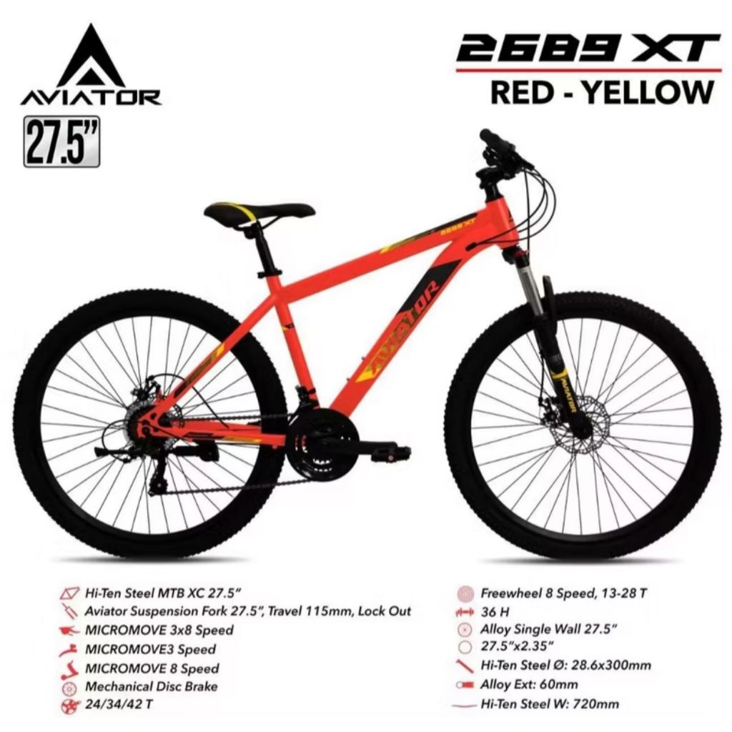 MTB 27,5 Aviator 2689 XT 8speed sepeda gunung by pacific