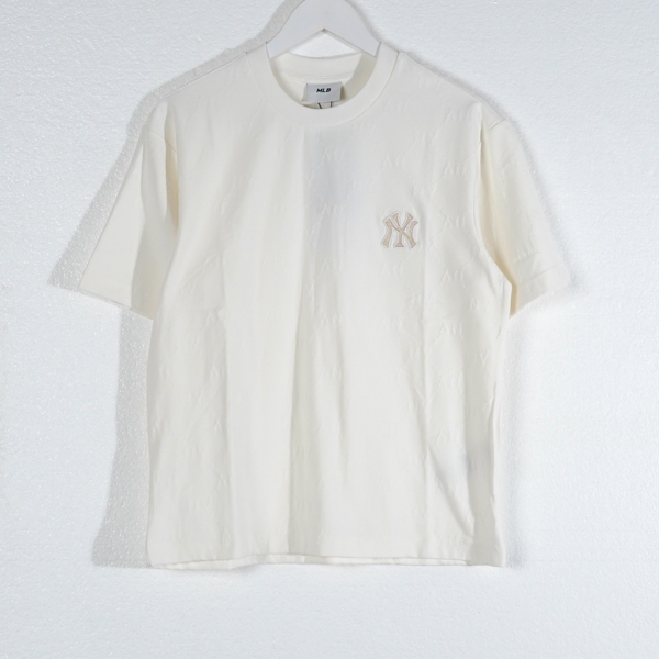 Kaos MLB NY GOLD MONOGRAM EMBROIDERY IVORY WHITE TSHIRT 100% ORIGINAL