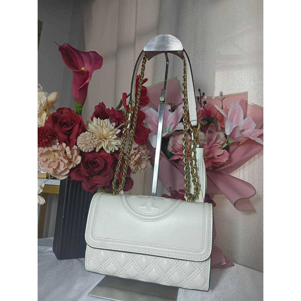 TORY BURCH FLEMING SMALL CONVERTIBLE SHOLDER BAG STYLE 75576 NEW IVORY