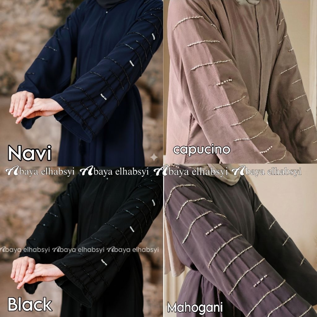 Abaya elhabsyi Turkey 1097 Black Gamis Arab Hitam Bahan Jet black Saudi Combinasi Tile Style Classic